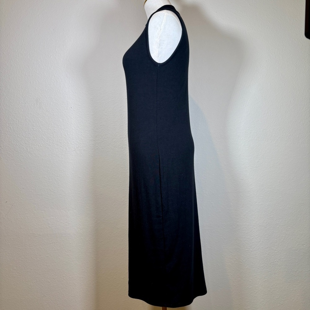 Magaschoni Black Modal Sleeveless Mock Turtleneck Midi Dress Size Medium - Picture 2 of 6